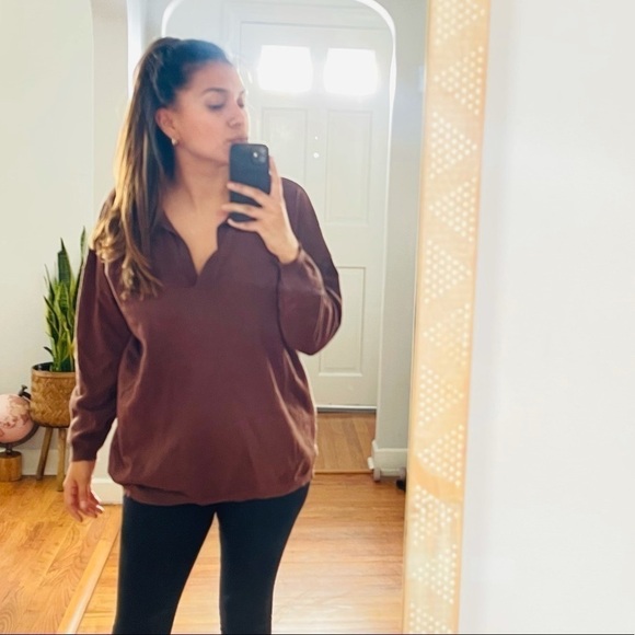 Zara Tops - Zara collar brown oversized sweater size medium